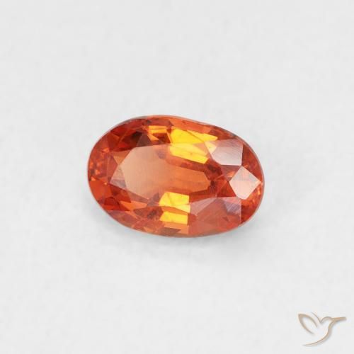 Safira laranja avermelhado Natural 0.59ct, oval, VS