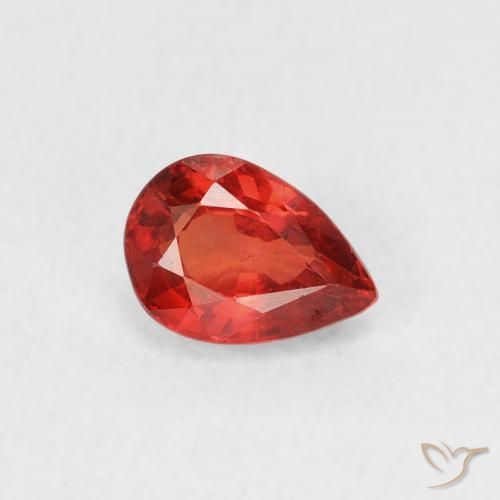 Safira Laranja Médio Natural 0.63ct, Formato de pêra, VS