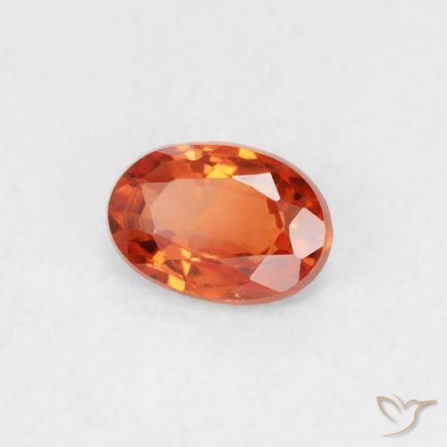 Safira laranja avermelhado Natural 0.52ct, oval, VS