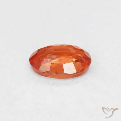 Safira laranja avermelhado Natural 0.52ct, oval, VS