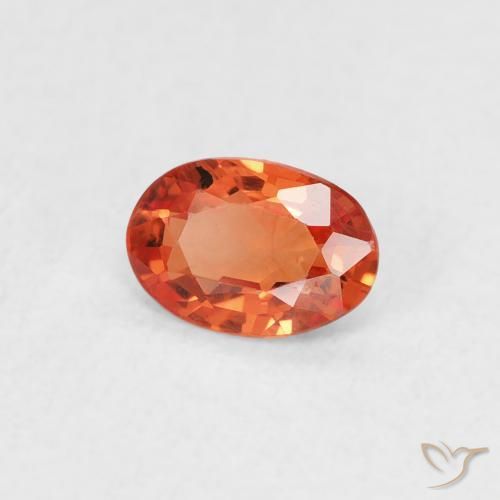 Safira fogo laranja Natural 0.48ct, oval, VS