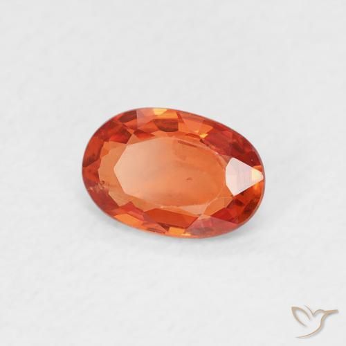 Safira laranja avermelhado Natural 0.55ct, oval, VS