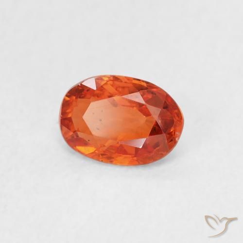 Safira laranja avermelhado Natural 0.59ct, oval, VS