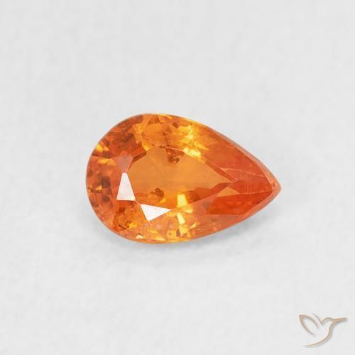 0.54ct Natural Laranja brilhante Safira, Formato de pêra, VS