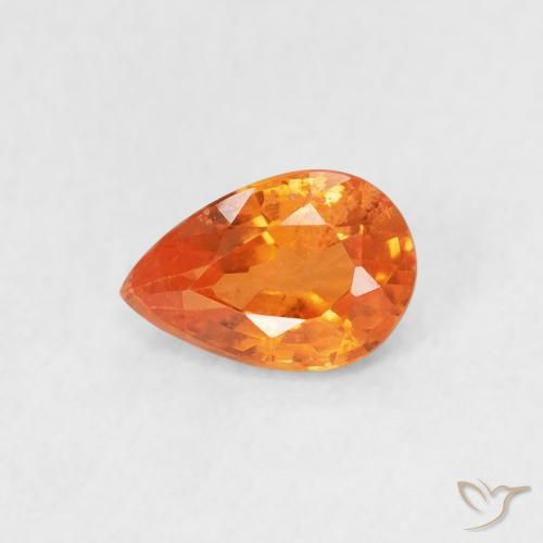 Safira Laranja brilhante Natural 0.54ct, Formato de pêra, VS