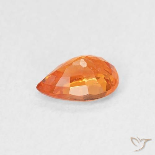 Safira Laranja brilhante Natural 0.54ct, Formato de pêra, VS