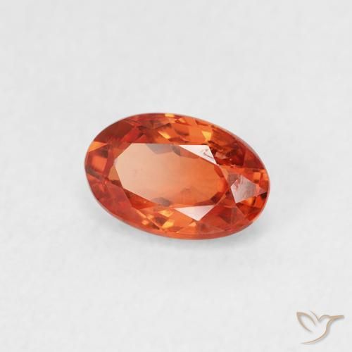Safira laranja avermelhado Natural 0.66ct, oval, VS