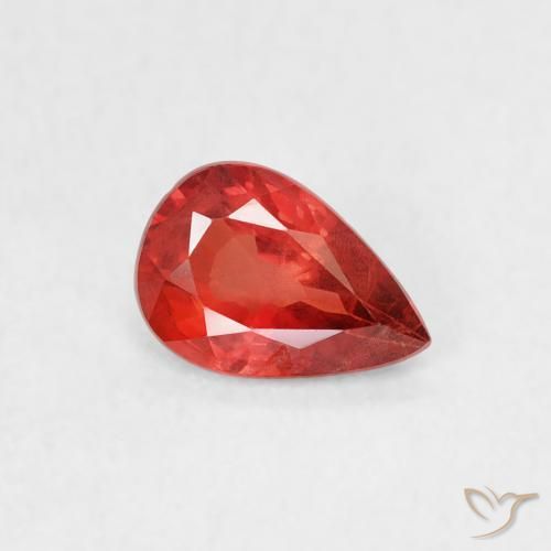 0.48ct Natural Vermelho Carmesim Brilhante Safira, Formato de pêra, VS