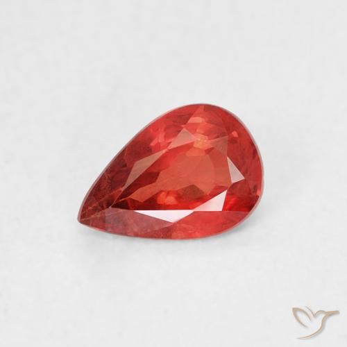 Safira Vermelho Carmesim Brilhante Natural 0.48ct, Formato de pêra, VS