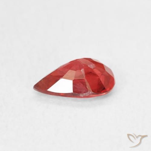 Safira Vermelho Carmesim Brilhante Natural 0.48ct, Formato de pêra, VS