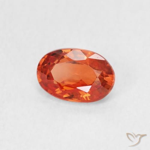 Safira laranja avermelhado Natural 0.77ct, oval, VS