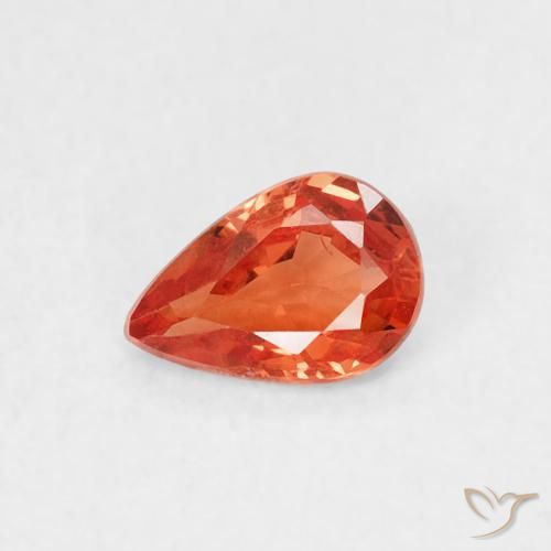 0.44ct Natural fogo laranja Safira, Formato de pêra, VS