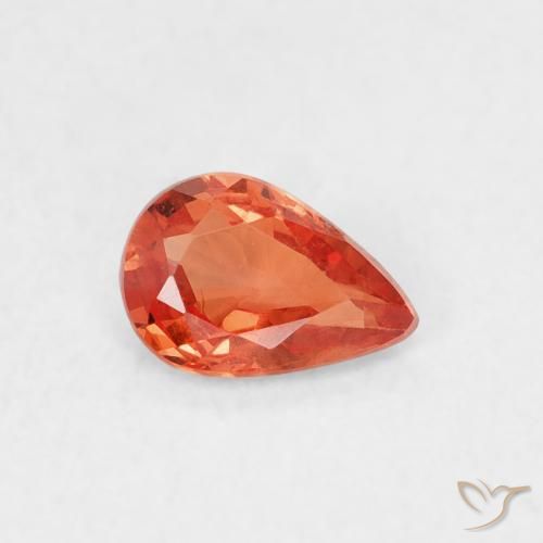 Safira fogo laranja Natural 0.44ct, Formato de pêra, VS