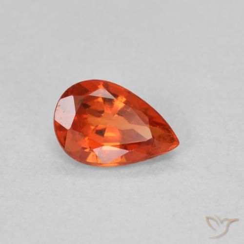 Safira laranja avermelhado Natural 0.52ct, Formato de pêra, VVS-VS