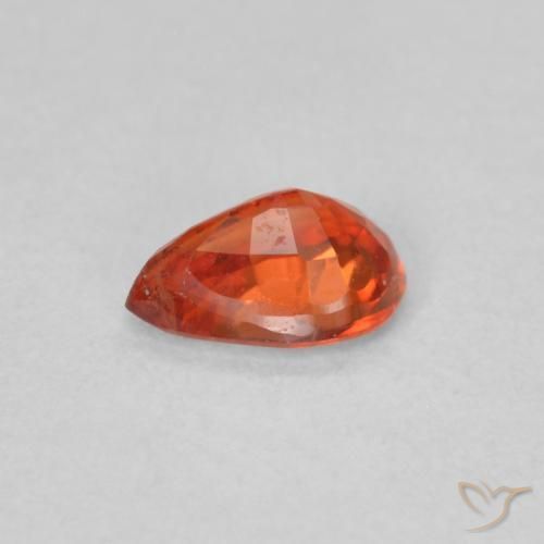 Safira laranja avermelhado Natural 0.52ct, Formato de pêra, VVS-VS