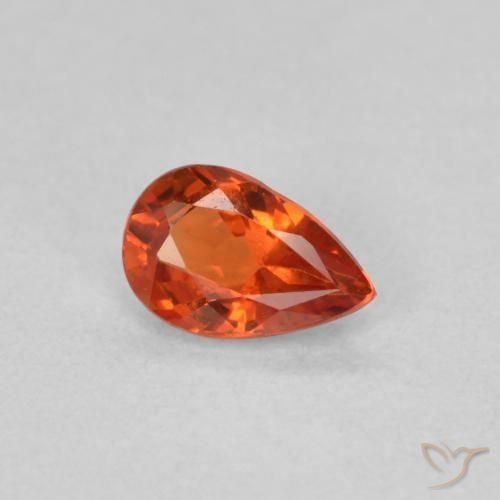 Safira laranja avermelhado Natural 0.46ct, Formato de pêra, VVS-VS