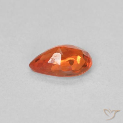 Safira laranja avermelhado Natural 0.46ct, Formato de pêra, VVS-VS