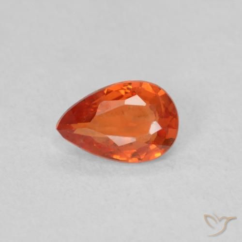 0.40ct Natural laranja avermelhado Safira, Formato de pêra, VS