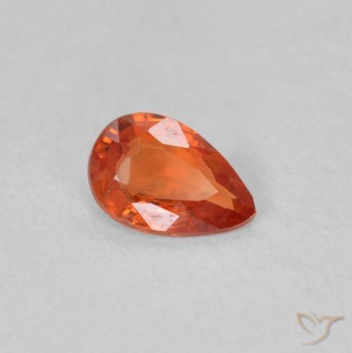 Safira laranja avermelhado Natural 0.40ct, Formato de pêra, VS