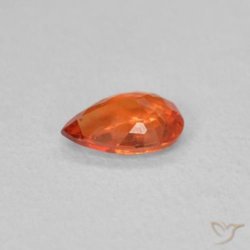 Safira laranja avermelhado Natural 0.40ct, Formato de pêra, VS
