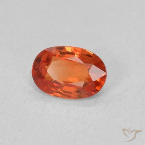 Safira laranja avermelhado Natural 0.54ct, oval, VS