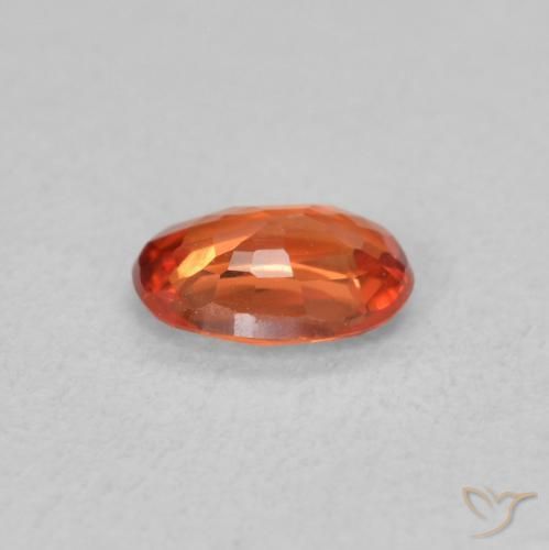 Safira laranja avermelhado Natural 0.54ct, oval, VS