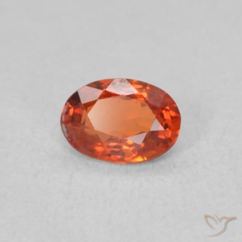 Safira laranja avermelhado Natural 0.48ct, oval, VS
