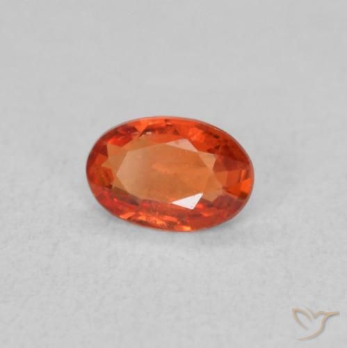 Safira laranja avermelhado Natural 0.41ct, oval, VVS-VS