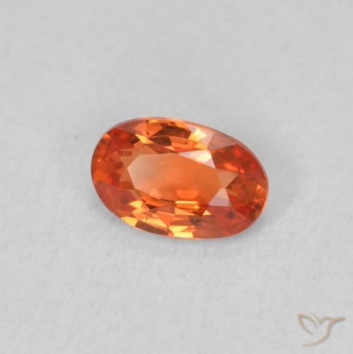 Safira laranja avermelhado Natural 0.53ct, oval, VVS-VS
