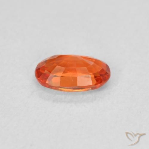Safira laranja avermelhado Natural 0.53ct, oval, VVS-VS