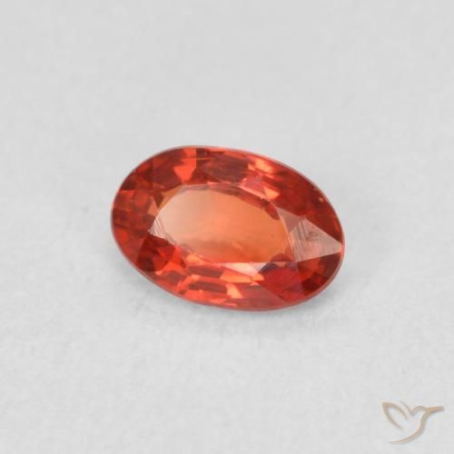 Safira vermelho médio Natural 0.58ct, oval, VVS-VS