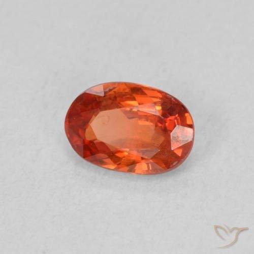 Safira laranja avermelhado Natural 0.57ct, oval, VS