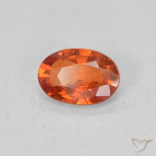 Safira laranja avermelhado Natural 0.65ct, oval, VS