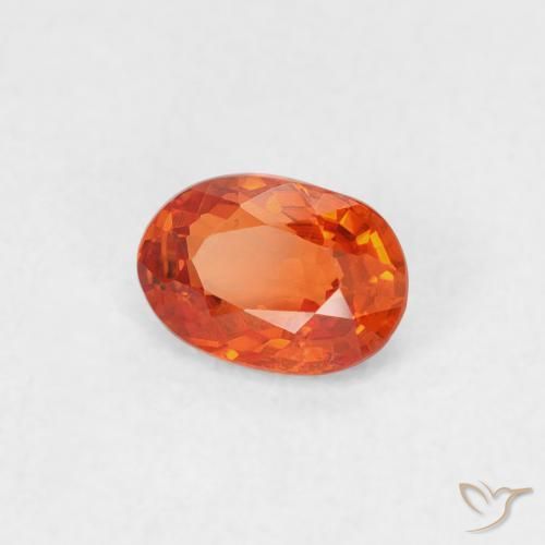Safira fogo laranja Natural 0.59ct, oval, VVS