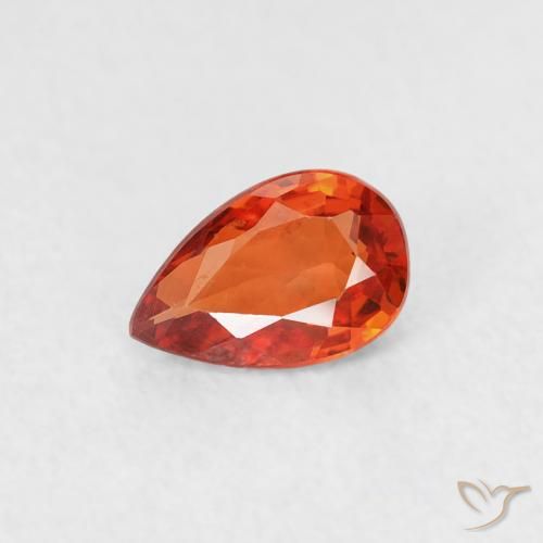 0.49ct Natural laranja avermelhado Safira, Formato de pêra, VVS