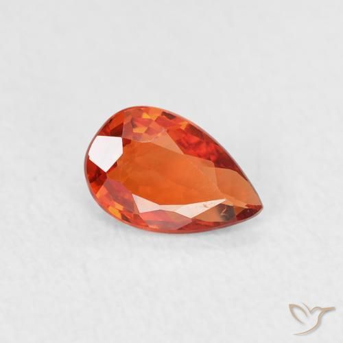 Safira laranja avermelhado Natural 0.49ct, Formato de pêra, VVS
