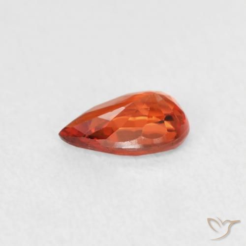 Safira laranja avermelhado Natural 0.49ct, Formato de pêra, VVS