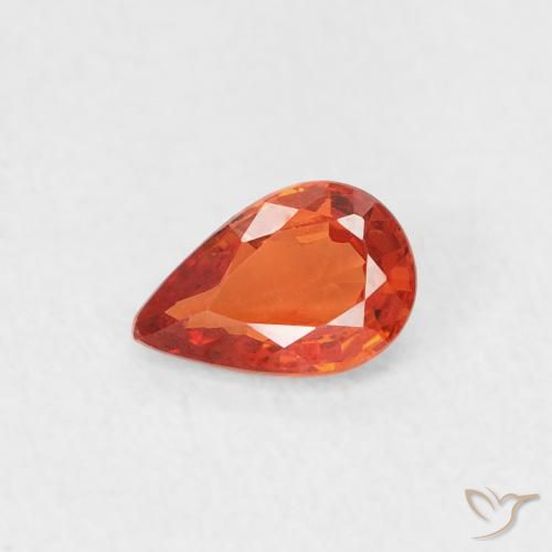 0.49ct Natural laranja avermelhado Safira, Formato de pêra, VVS