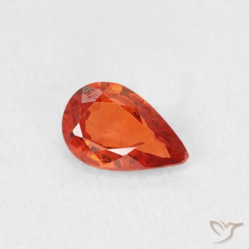 Safira laranja avermelhado Natural 0.49ct, Formato de pêra, VVS