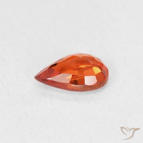 Safira laranja avermelhado Natural 0.49ct, Formato de pêra, VVS