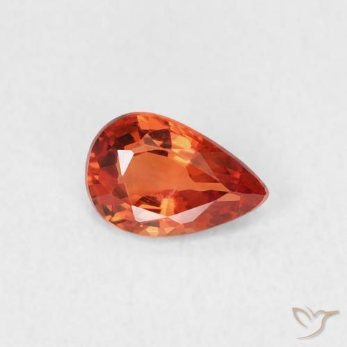 0.39ct Natural laranja avermelhado Safira, Formato de pêra, VVS