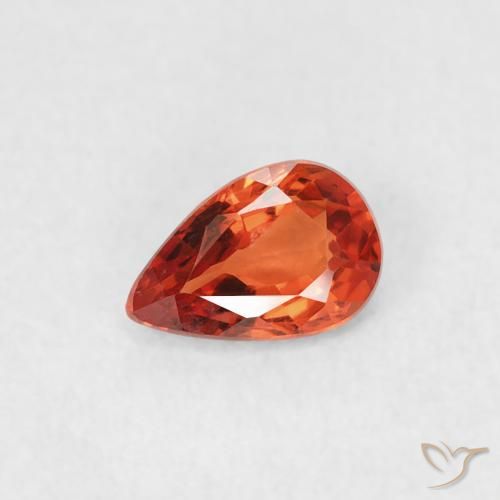 Safira laranja avermelhado Natural 0.39ct, Formato de pêra, VVS