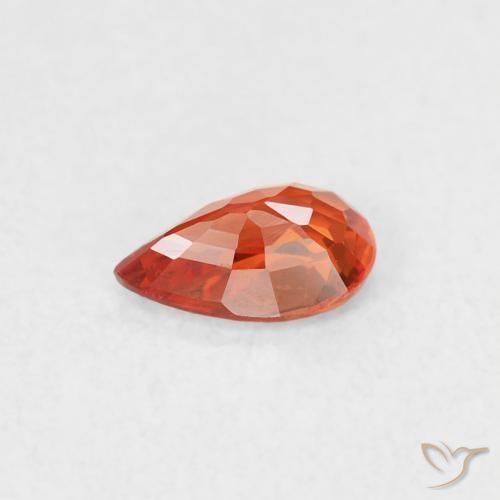 Safira laranja avermelhado Natural 0.39ct, Formato de pêra, VVS
