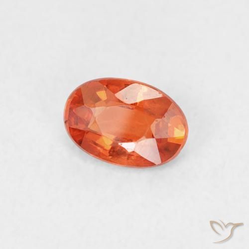 Safira laranja avermelhado Natural 0.53ct, oval, VVS