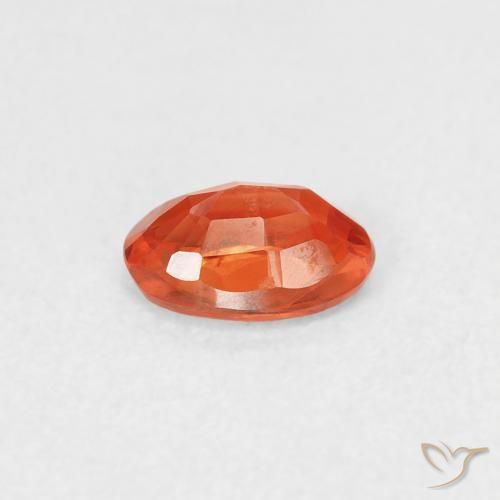 Safira laranja avermelhado Natural 0.53ct, oval, VVS