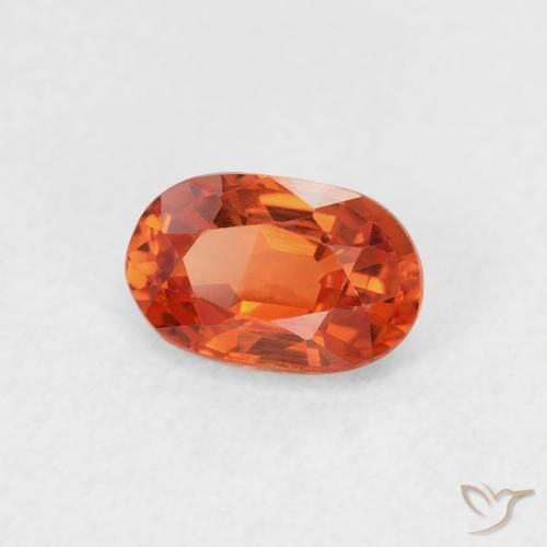Safira laranja avermelhado Natural 0.71ct, oval, VVS