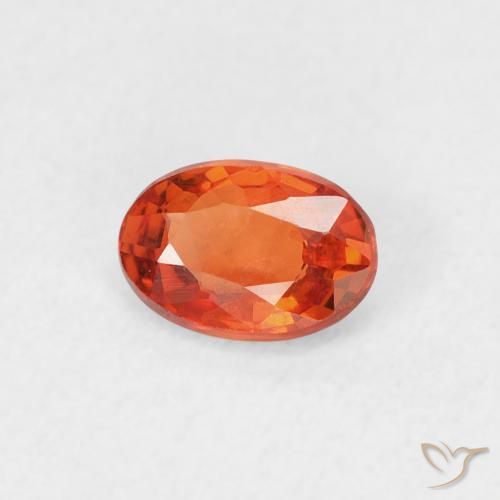Safira laranja avermelhado Natural 0.53ct, oval, VVS