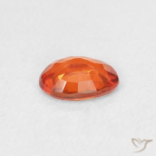 Safira laranja avermelhado Natural 0.53ct, oval, VVS