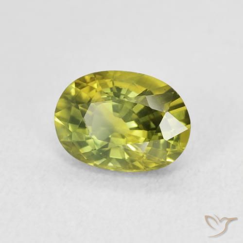 Safira Verde amarelado Natural 2.04ct, oval, VVS-VS