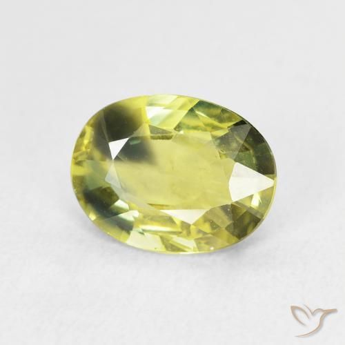 Safira Verde amarelo Natural 2.54ct, oval, VVS-VS